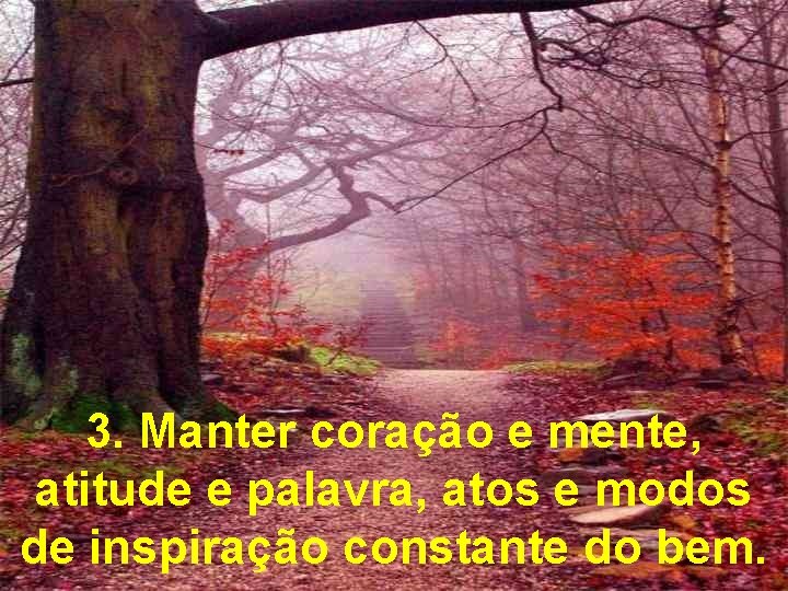 3. Manter coração e mente, atitude e palavra, atos e modos de inspiração constante