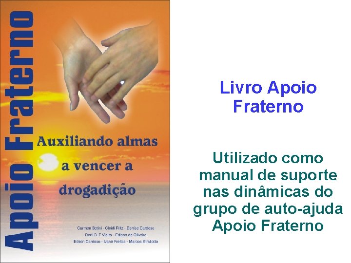 Livro Apoio Fraterno Utilizado como manual de suporte nas dinâmicas do grupo de auto-ajuda
