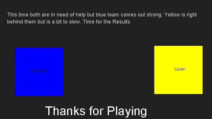 This time both are in need of help but blue team comes out strong.