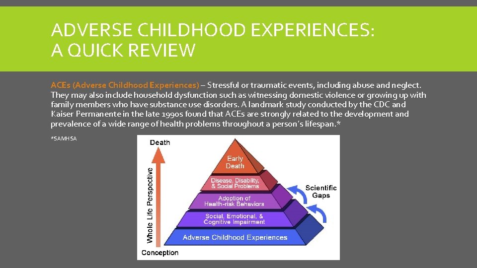 ADVERSE CHILDHOOD EXPERIENCES: A QUICK REVIEW ACEs (Adverse Childhood Experiences) – Stressful or traumatic