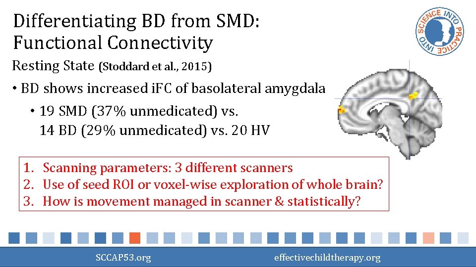 Differentiating BD from SMD: Functional Connectivity Resting State (Stoddard et al. , 2015) •