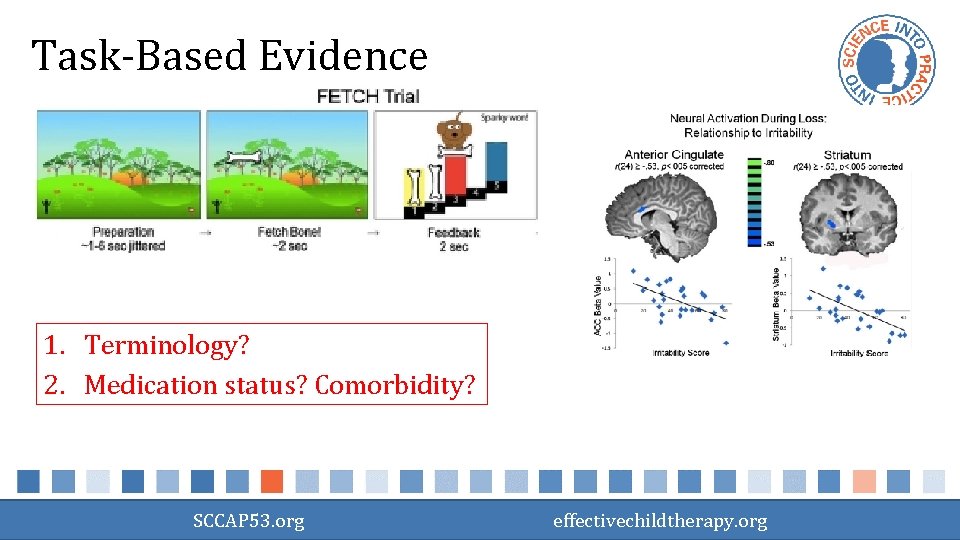 Task-Based Evidence 1. Terminology? 2. Medication status? Comorbidity? SCCAP 53. org effectivechildtherapy. org 