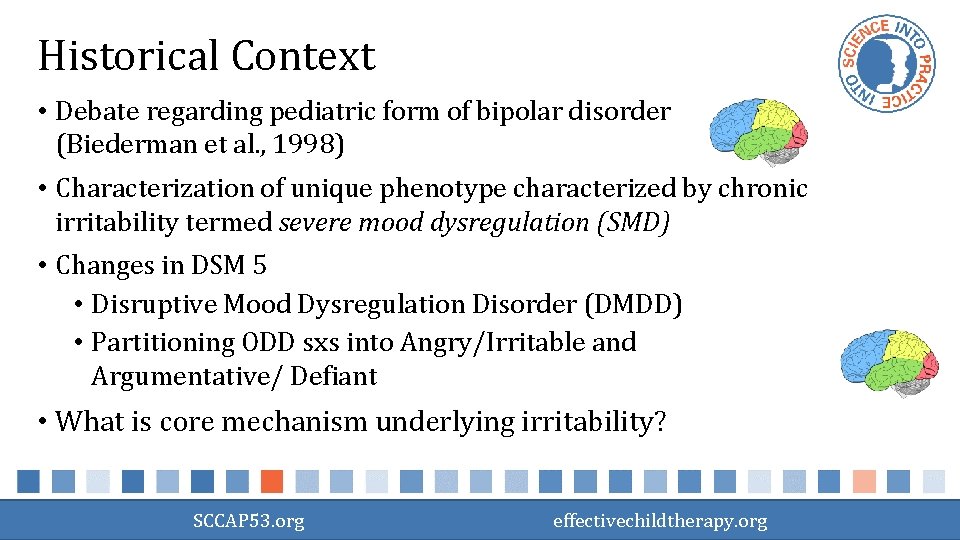 Historical Context • Debate regarding pediatric form of bipolar disorder (Biederman et al. ,