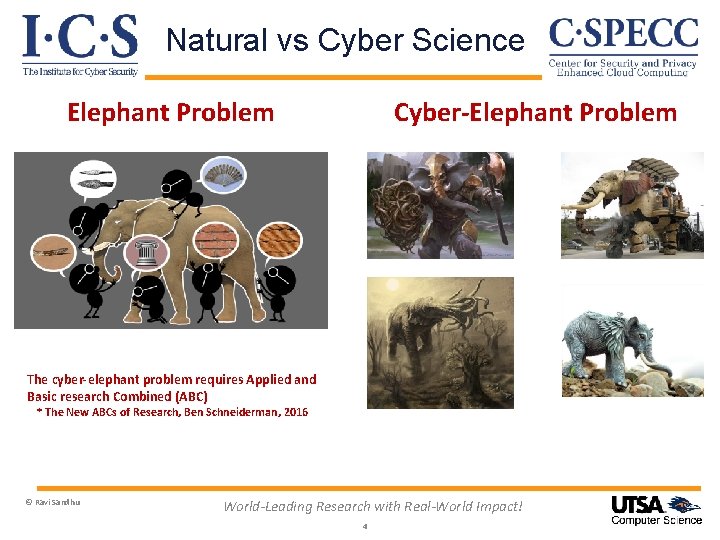 Natural vs Cyber Science Elephant Problem Cyber-Elephant Problem The cyber-elephant problem requires Applied and