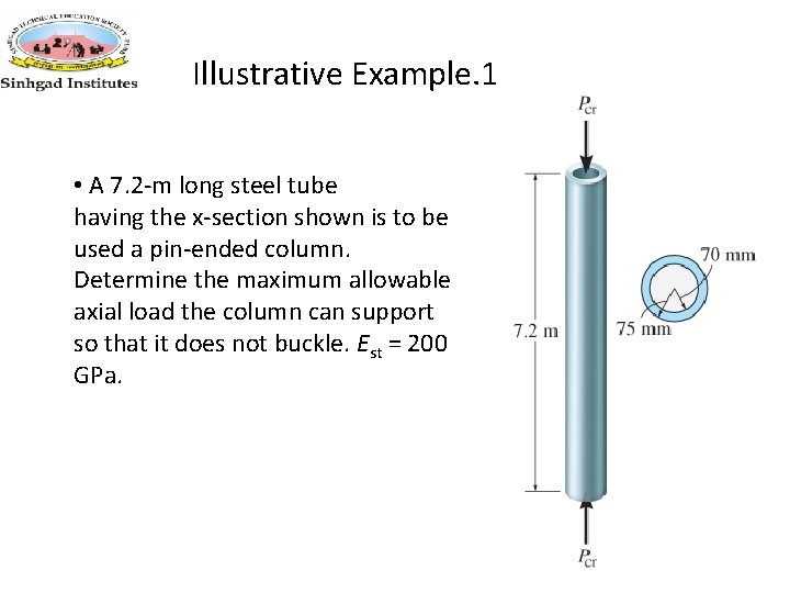 Illustrative Example. 1 • A 7. 2 -m long steel tube having the x-section