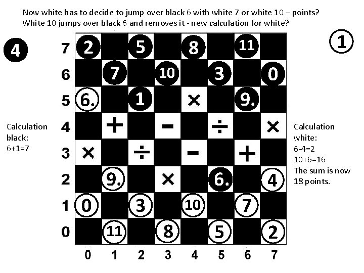 Now white has to decide to jump over black 6 with white 7 or Now white has to decide to jump over black 6 with white 7 or