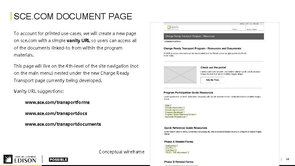 SCE. COM DOCUMENT PAGE To account for printed use-cases, we will create a new
