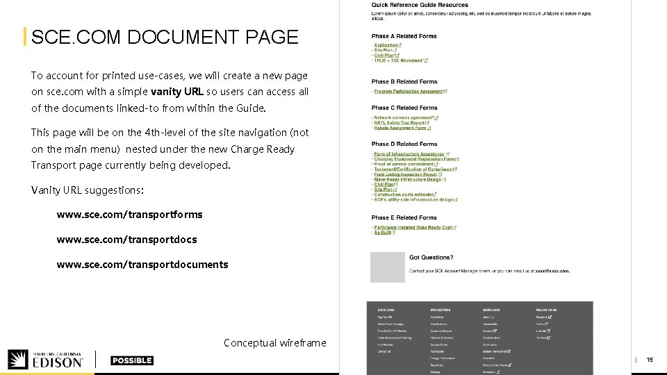 SCE. COM DOCUMENT PAGE To account for printed use-cases, we will create a new