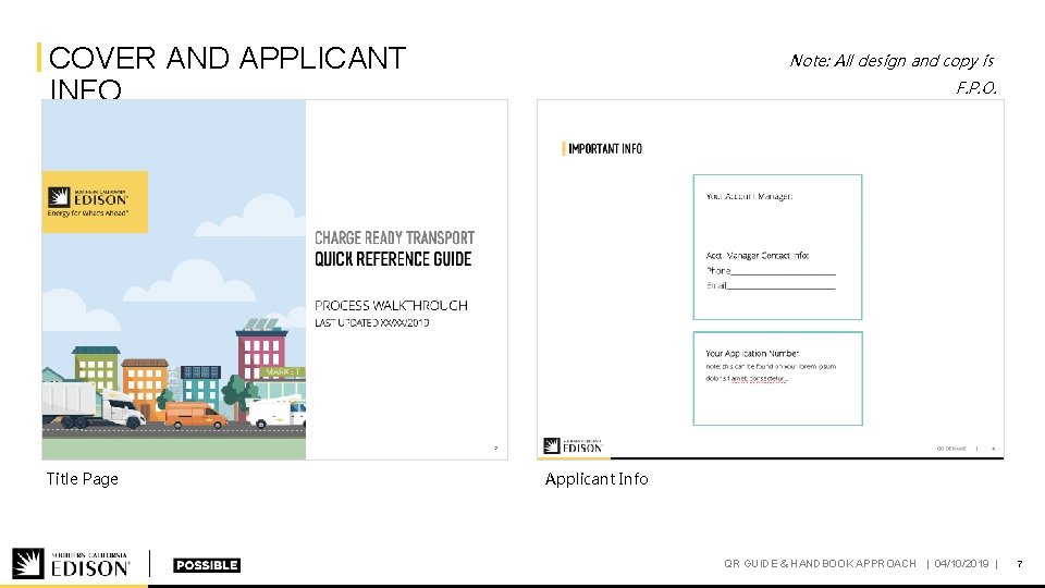 COVER AND APPLICANT INFO Title Page Note: All design and copy is F. P.