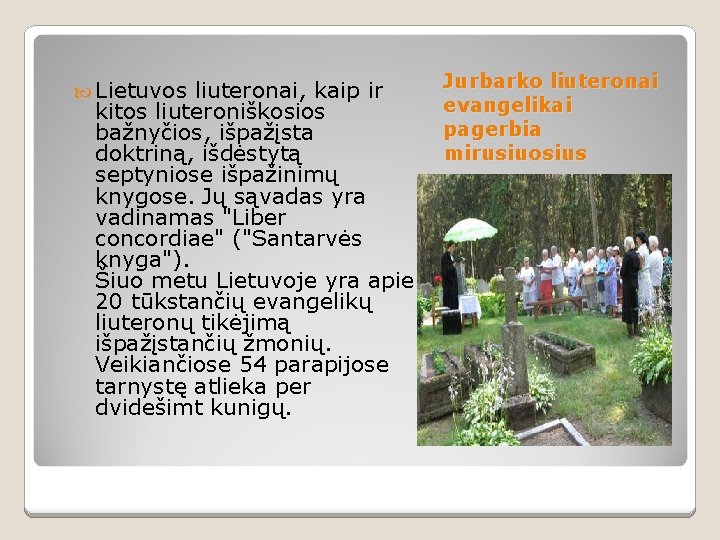  Lietuvos liuteronai, kaip ir kitos liuteroniškosios bažnyčios, išpažįsta doktriną, išdėstytą septyniose išpažinimų knygose.