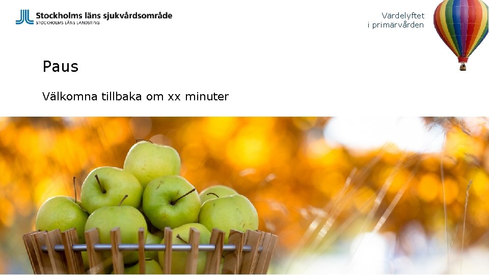 Värdelyftet i primärvården Paus Välkomna tillbaka om xx minuter 