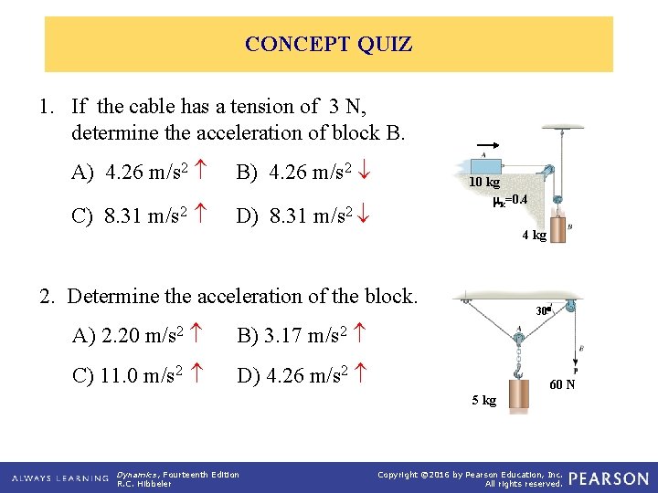 CONCEPT QUIZ 1. If the cable has a tension of 3 N, determine the