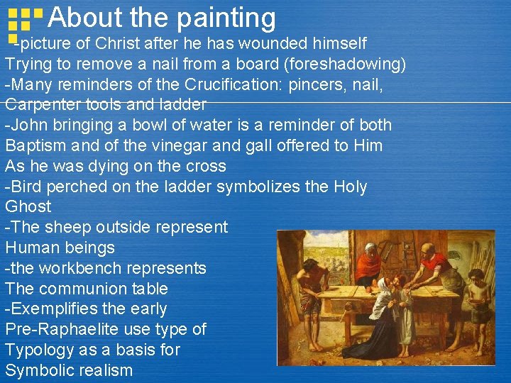 About the painting -picture of Christ after he has wounded himself Trying to remove