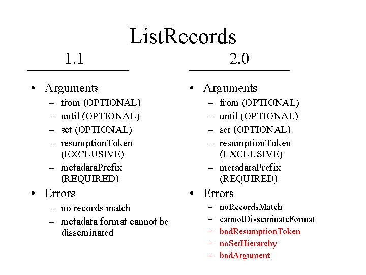 List. Records 1. 1 • Arguments 2. 0 • Arguments – – – –