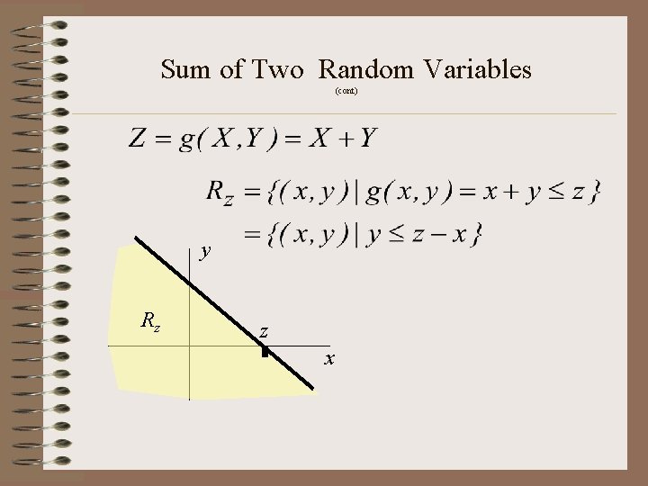 Sum of Two Random Variables (cont) y Rz z x Sum of Two Random Variables (cont) y Rz z x