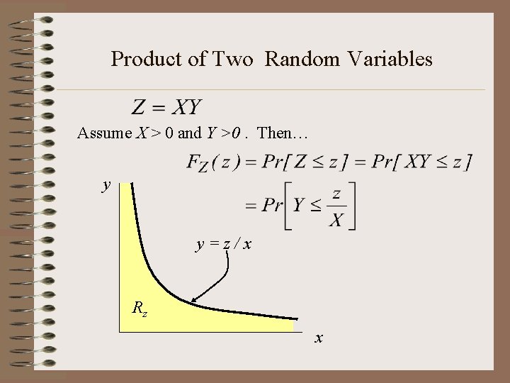 Product of Two Random Variables Assume X > 0 and Y >0. Then… y Product of Two Random Variables Assume X > 0 and Y >0. Then… y