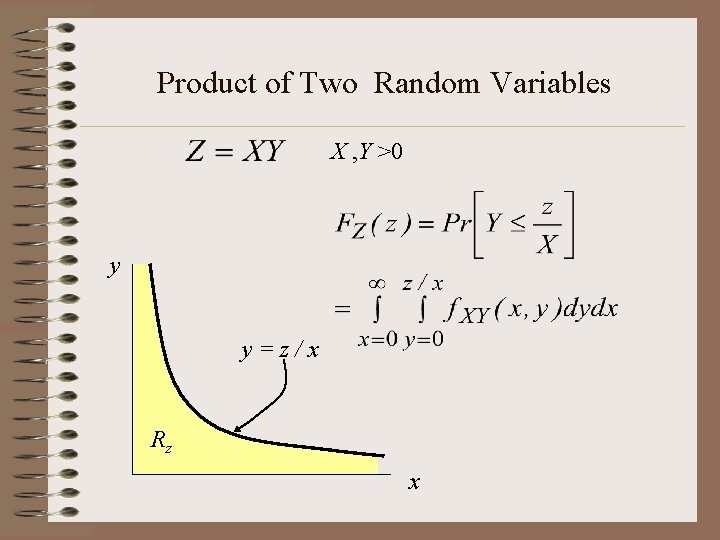 Product of Two Random Variables X , Y >0 y y=z/x Rz x Product of Two Random Variables X , Y >0 y y=z/x Rz x