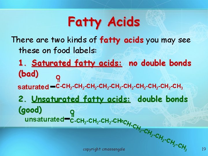 Fatty Acids There are two kinds of fatty acids you may see these on
