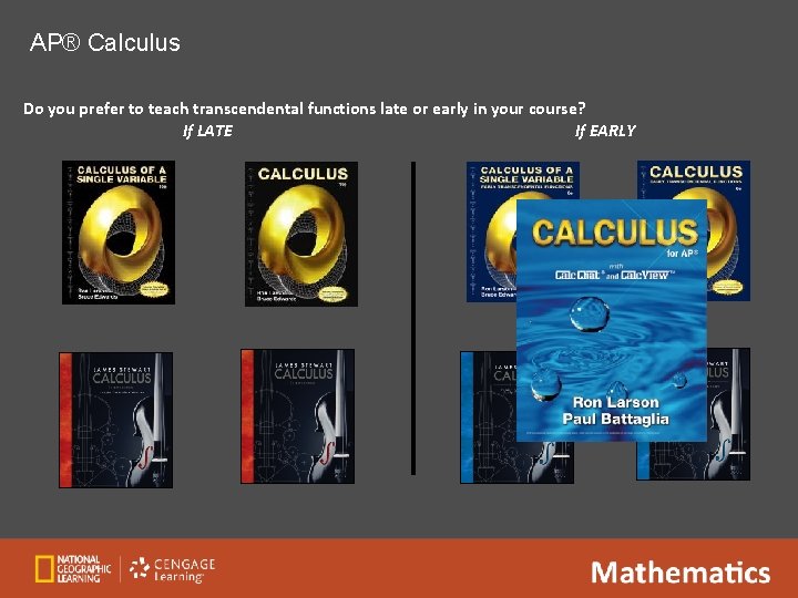 AP® Calculus Do you prefer to teach transcendental functions late or early in your