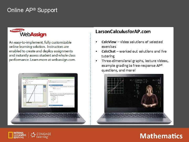 Online AP® Support Larson. Calculusfor. AP. com • • • Calc. View – video