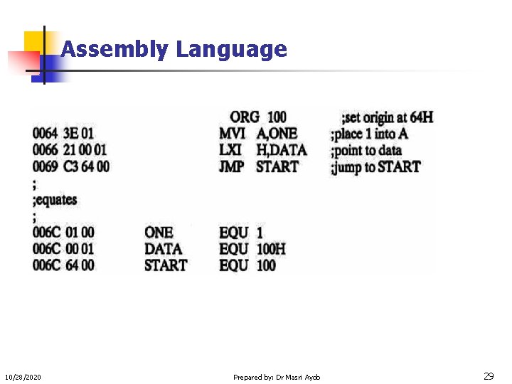 Assembly Language 10/28/2020 Prepared by: Dr Masri Ayob 29 