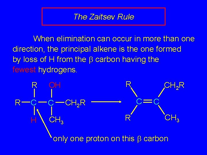 The Zaitsev Rule When elimination can occur in more than one direction, the principal