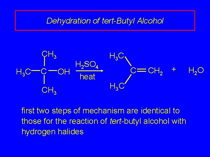 Dehydration of tert-Butyl Alcohol CH 3 H 3 C C CH 3 OH H