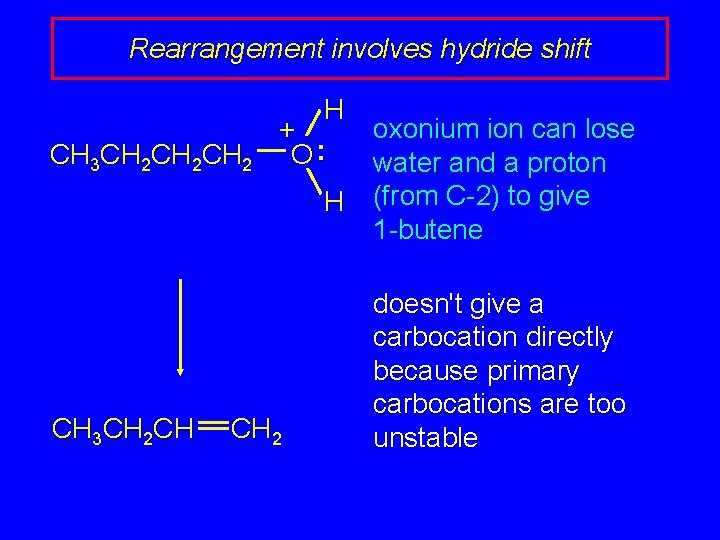 Rearrangement involves hydride shift CH 3 CH 2 CH 2 CH 3 CH 2