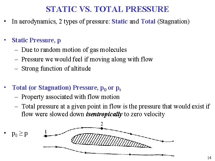 STATIC VS. TOTAL PRESSURE • In aerodynamics, 2 types of pressure: Static and Total STATIC VS. TOTAL PRESSURE • In aerodynamics, 2 types of pressure: Static and Total