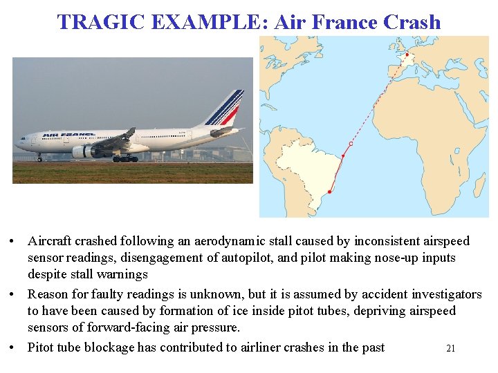 TRAGIC EXAMPLE: Air France Crash • Aircraft crashed following an aerodynamic stall caused by TRAGIC EXAMPLE: Air France Crash • Aircraft crashed following an aerodynamic stall caused by