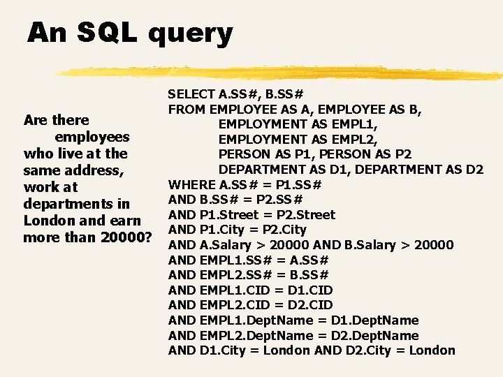 An SQL query Are there employees who live at the same address, work at