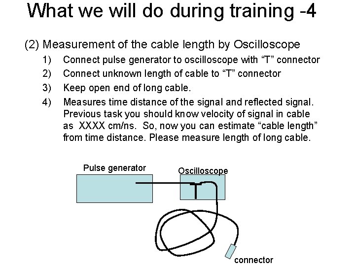 What we will do during training -4 (2) Measurement of the cable length by