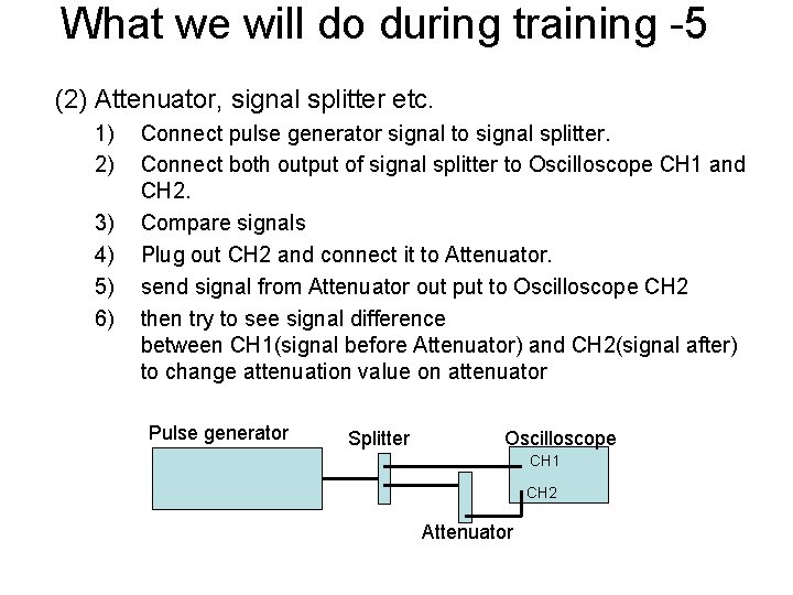 What we will do during training -5 (2) Attenuator, signal splitter etc. 1) 2)