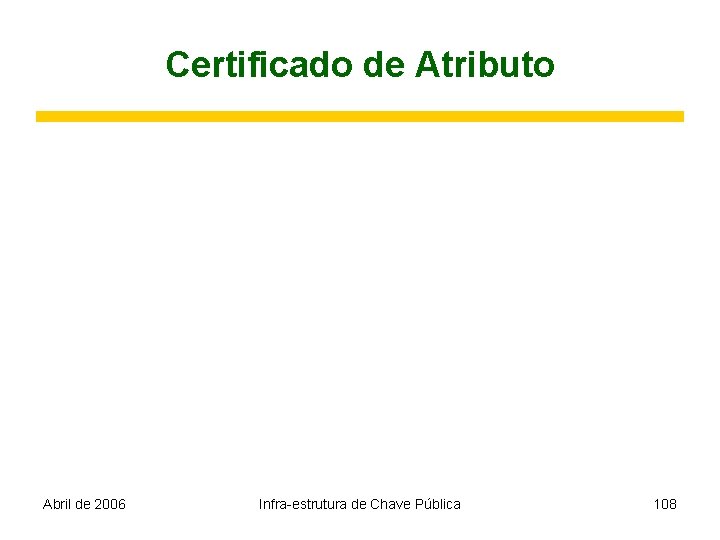 Certificado de Atributo Abril de 2006 Infra-estrutura de Chave Pública 108 