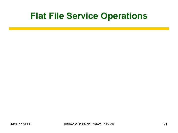 Flat File Service Operations Abril de 2006 Infra-estrutura de Chave Pública 71 