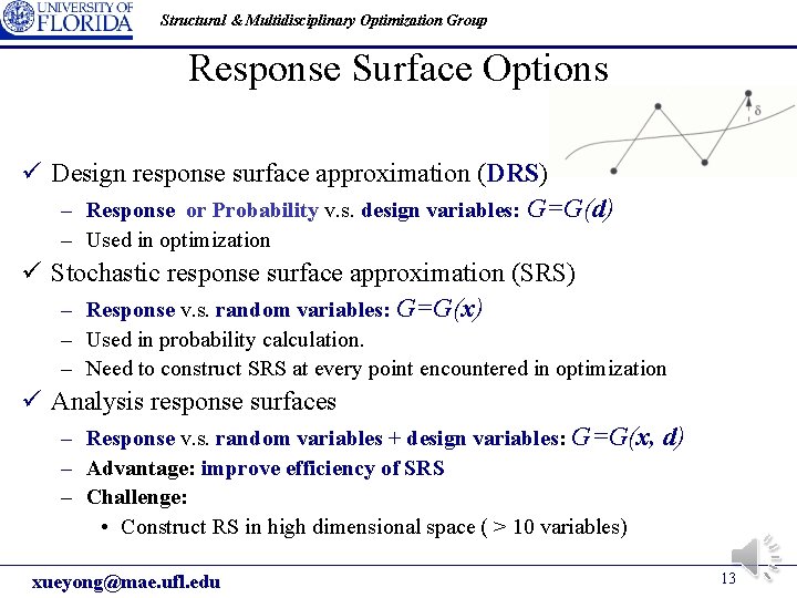 Structural & Multidisciplinary Optimization Group Response Surface Options ü Design response surface approximation (DRS)