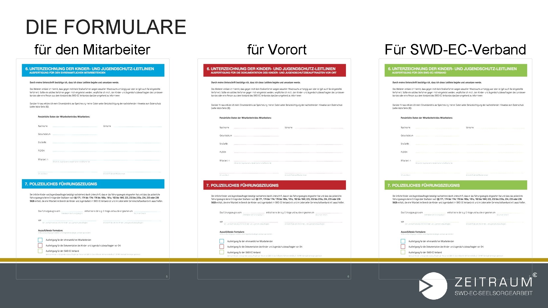 DIE FORMULARE für den Mitarbeiter für Vorort Für SWD-EC-Verband 