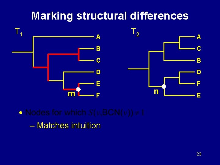 Marking structural differences T 1 A m T 2 A B C C B