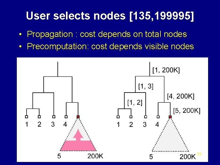 User selects nodes [135, 199995] • Propagation : cost depends on total nodes •
