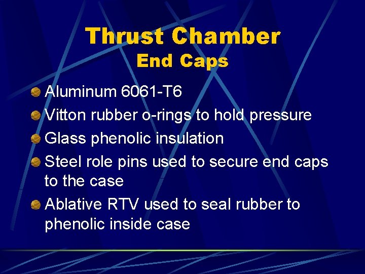 Thrust Chamber End Caps Aluminum 6061 -T 6 Vitton rubber o-rings to hold pressure