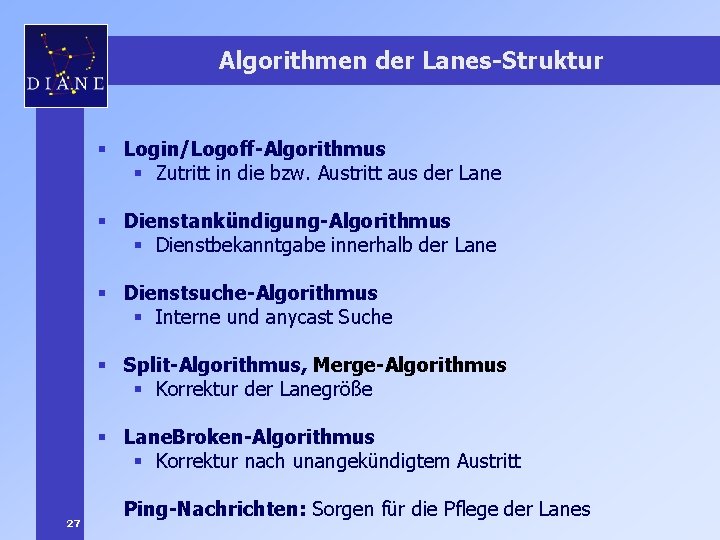 Algorithmen der Lanes-Struktur § Login/Logoff-Algorithmus § Zutritt in die bzw. Austritt aus der Lane