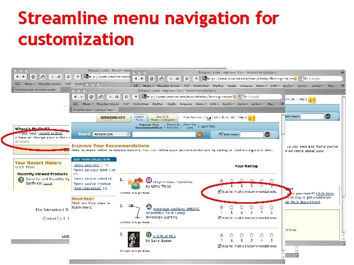 Streamline menu navigation for customization 18 