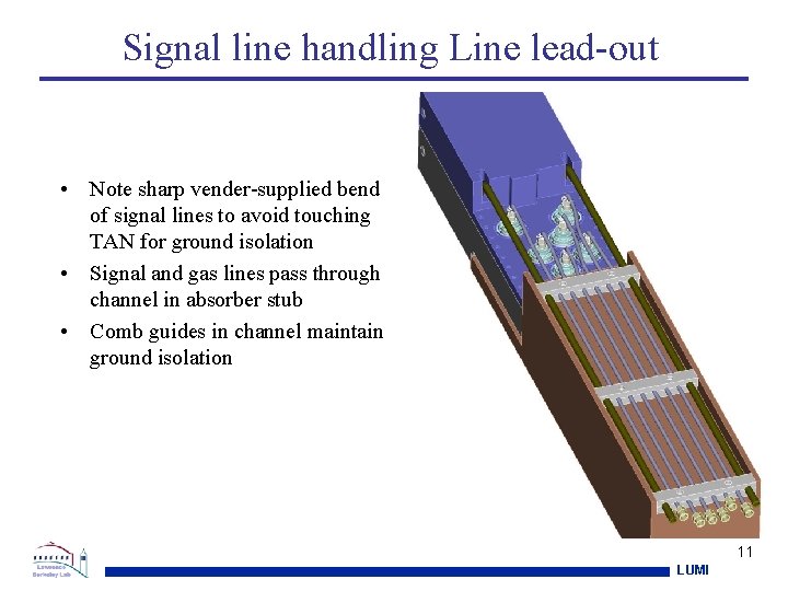 Signal line handling Line lead-out • Note sharp vender-supplied bend of signal lines to