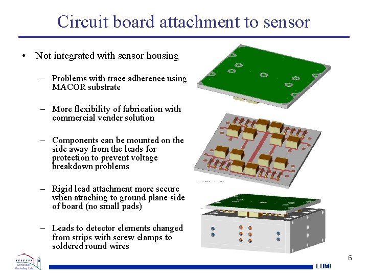 Circuit board attachment to sensor • Not integrated with sensor housing – Problems with