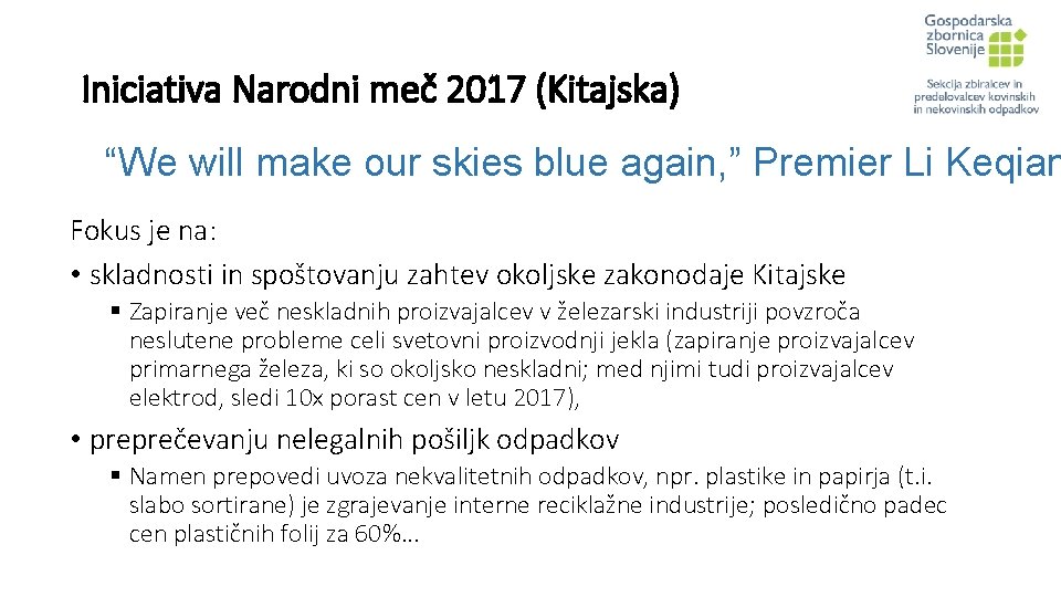 Iniciativa Narodni meč 2017 (Kitajska) “We will make our skies blue again, ” Premier