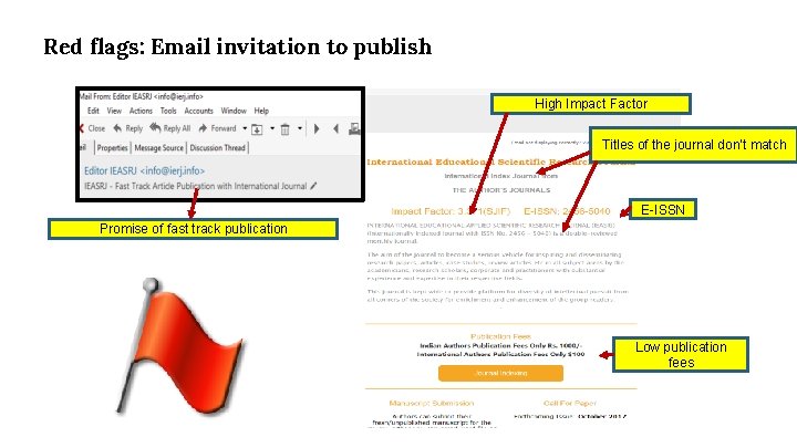 Red flags: Email invitation to publish High Impact Factor Titles of the journal don’t