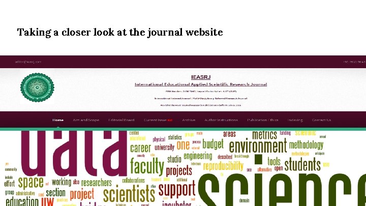 Taking a closer look at the journal website 