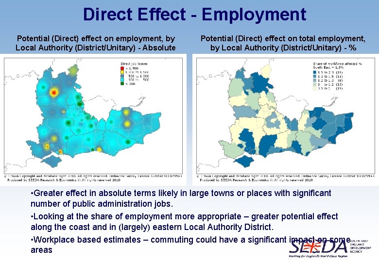 Direct Effect - Employment Potential (Direct) effect on employment, by Local Authority (District/Unitary) -