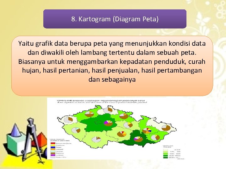 8. Kartogram (Diagram Peta) Yaitu grafik data berupa peta yang menunjukkan kondisi data dan