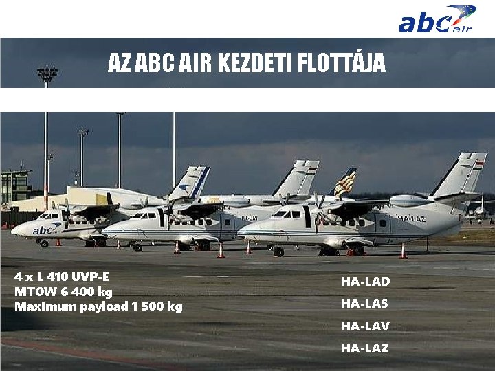 AZ ABC AIR KEZDETI FLOTTÁJA 4 x L 410 UVP-E MTOW 6 400 kg